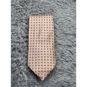 Vintage Carter Holmes Classic Preppy Geometric Jacquard Tie Beige